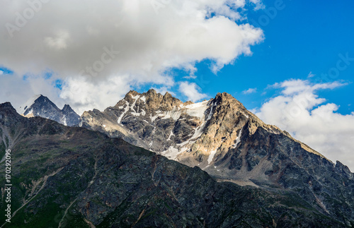 amazing landscape of rocky mountains and blue sky  Caucasus  Russia