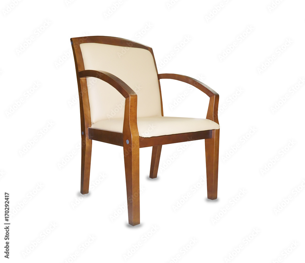 The office chair from beige leather. Isolated The office chair from beige leather. Isolated
