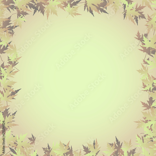 a frame of maple leaves on a pale gradient
