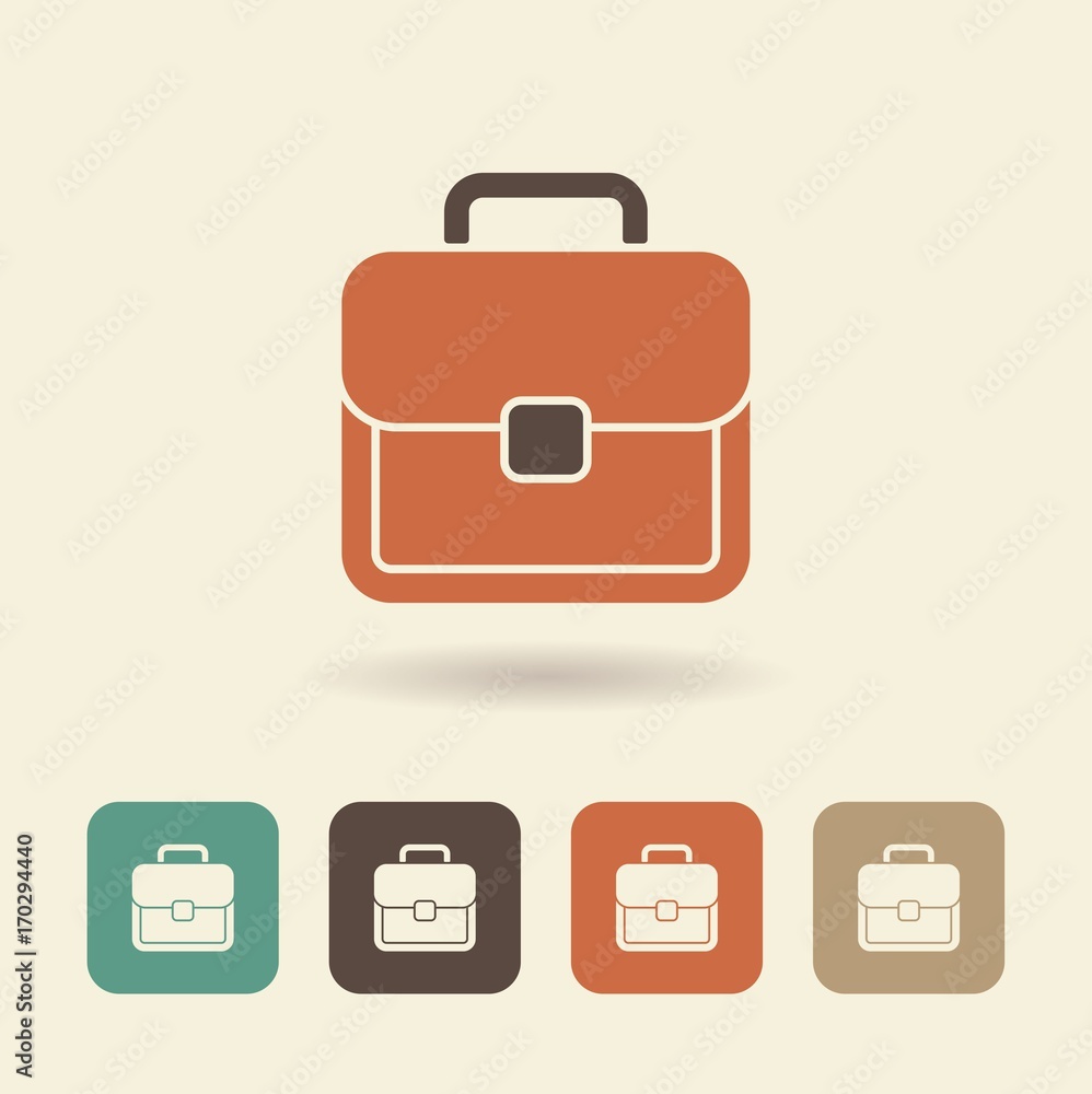 Flat Icon of Briefcase with shadow . Vector logo Flat Icon of Briefcase with shadow . Vector logo