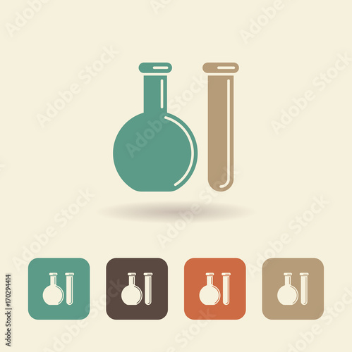 Chemical flask and test tube. Vector logo