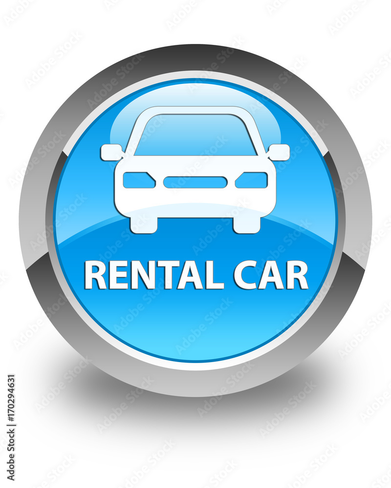 Rental car glossy cyan blue round button Rental car glossy cyan blue round button