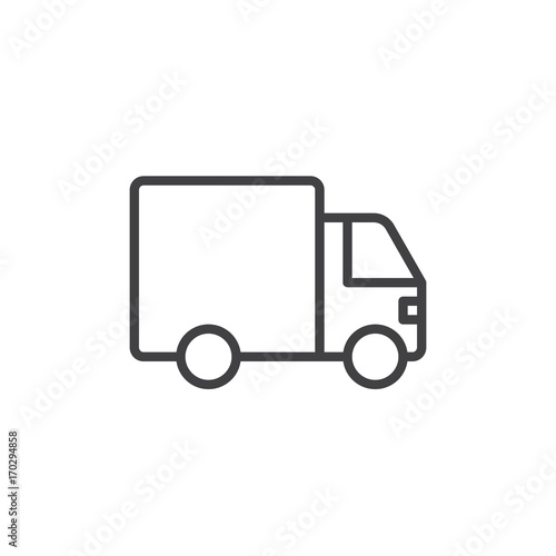 Lorry line icon, outline vector sign, linear style pictogram isolated on white. Shipping truck symbol, logo illustration. Editable stroke. Pixel perfect vector graphics