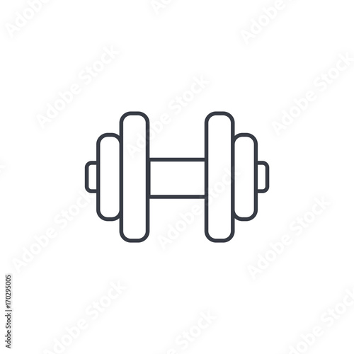 dumbbell, sport, gym isometric thin line icon. Linear vector illustration. Pictogram isolated on white background