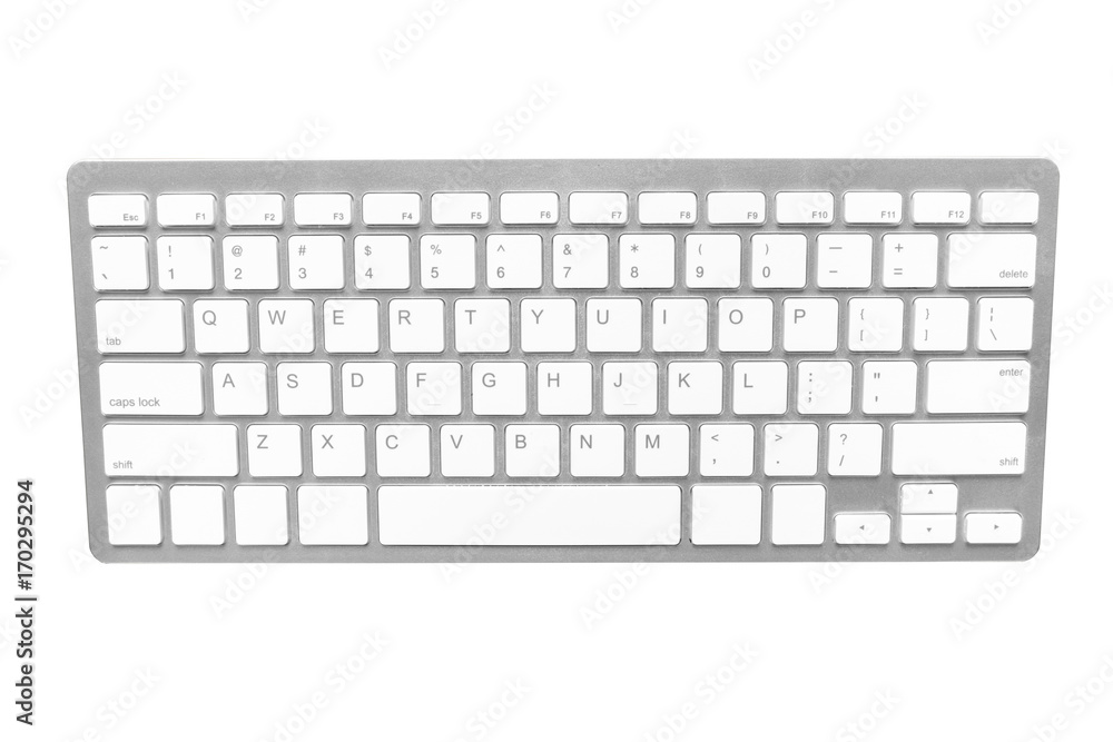 White wireless computer keyboard isolated on white background. White wireless computer keyboard isolated on white background.