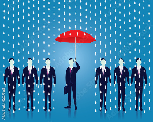 Insurance Protection Concept. Businessman and Umbrella. Vector