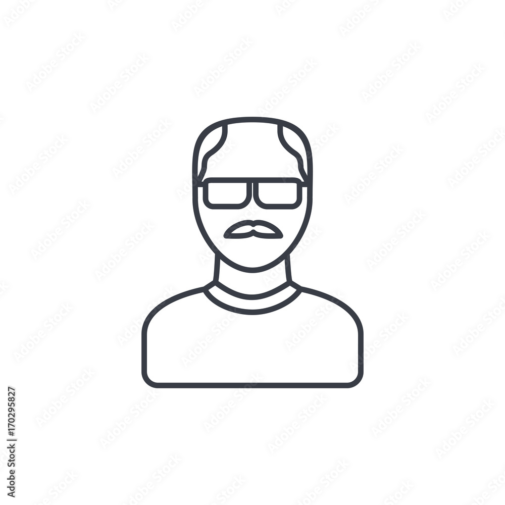 Avatar, father, adult man thin line icon. Linear vector illustration. Pictogram isolated on white background