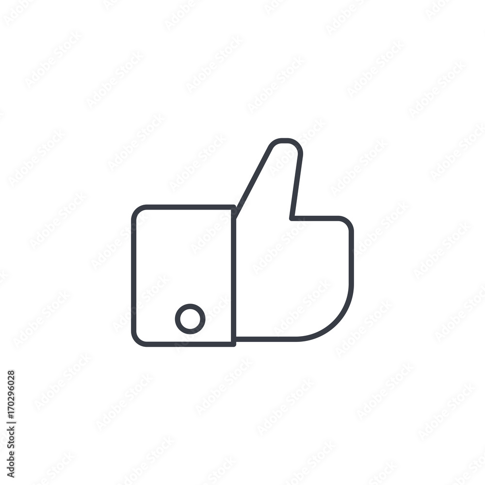 like, thumb up thin line icon. Linear vector illustration. Pictogram isolated on white background like, thumb up thin line icon. Linear vector illustration. Pictogram isolated on white background