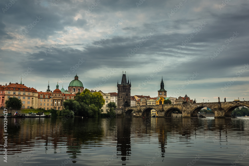 Charles Bridge over the Vltava river in Prague, Czech Republic