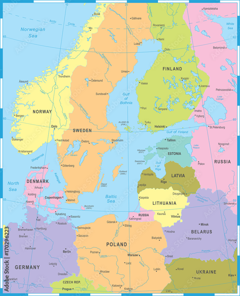 Baltic Sea Area Map - Vector Illustration