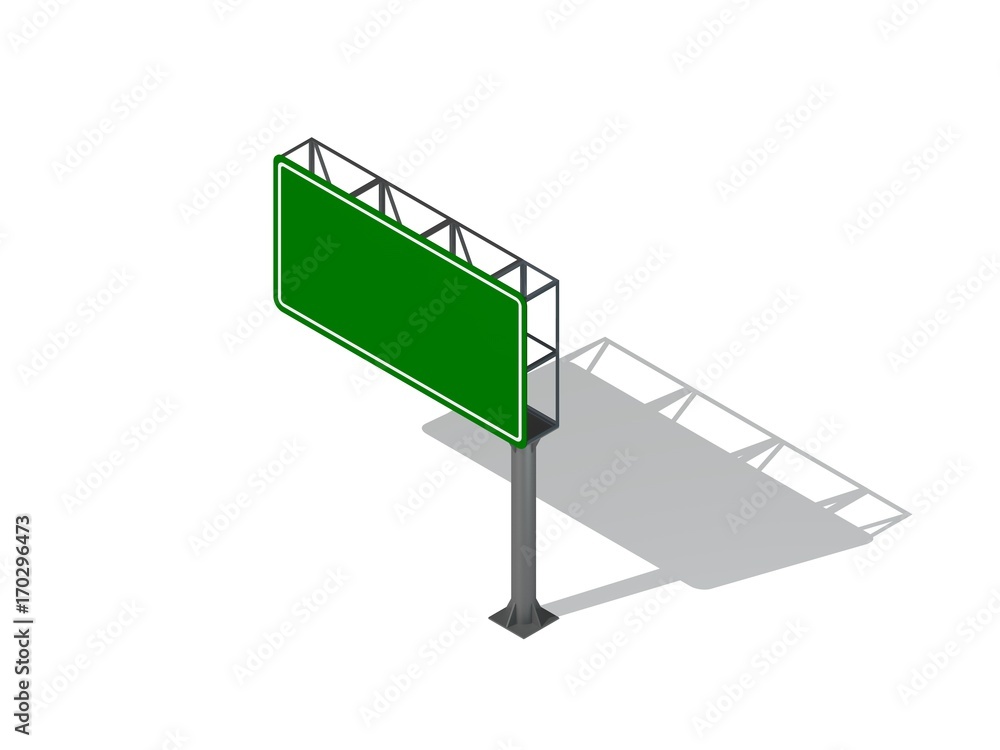 Fototapeta premium Blank highway sign. Isolated on white background. 3D rendering illustration.