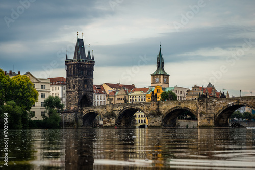 Charles Bridge over the Vltava river in Prague, Czech Republic