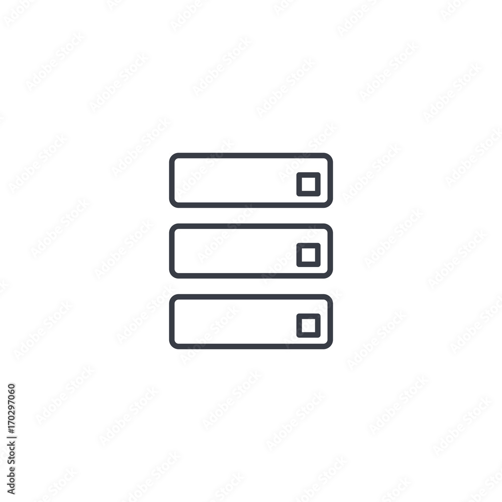 data center, server thin line icon. Linear vector illustration. Pictogram isolated on white background data center, server thin line icon. Linear vector illustration. Pictogram isolated on white background