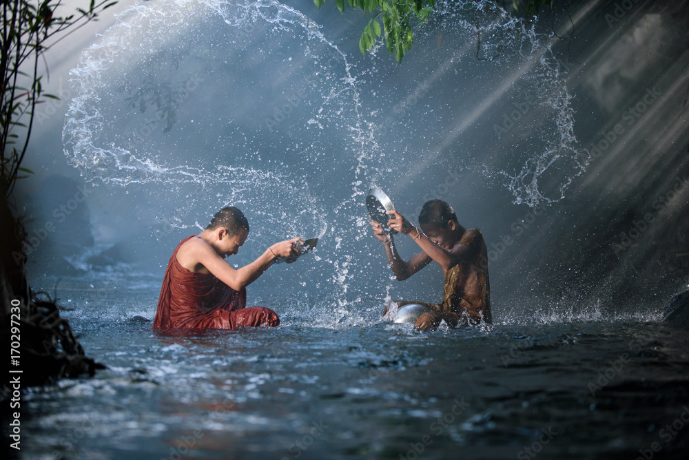 Fototapeta premium smiling novice monks