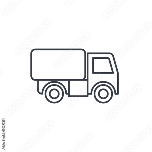 truck cab, van body, container thin line icon. Linear vector illustration. Pictogram isolated on white background