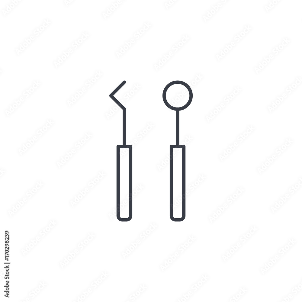 dentist tools thin line icon. Linear vector illustration. Pictogram isolated on white background dentist tools thin line icon. Linear vector illustration. Pictogram isolated on white background