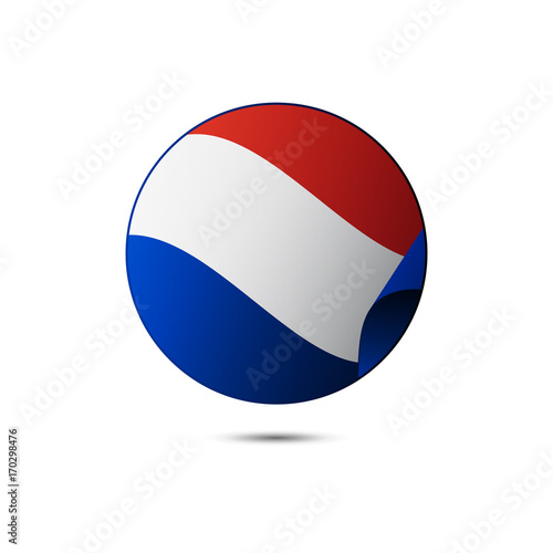 Paraguay flag button with shadow on a white background. Vector illustration.