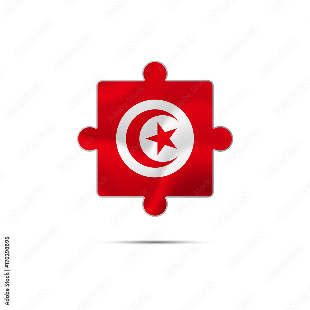 Isolated piece of puzzle with the Tunisia flag. Vector illustration. Isolated piece of puzzle with the Tunisia flag. Vector illustration.