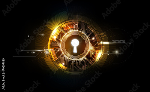 Glow keyhole abstract futuristic technology background with light and shiny, key of success solution, business concept, vector illustration