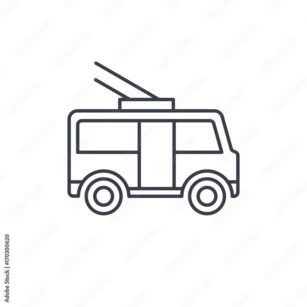trolleybus, passenger transport thin line icon. Linear vector illustration. Pictogram isolated on white background