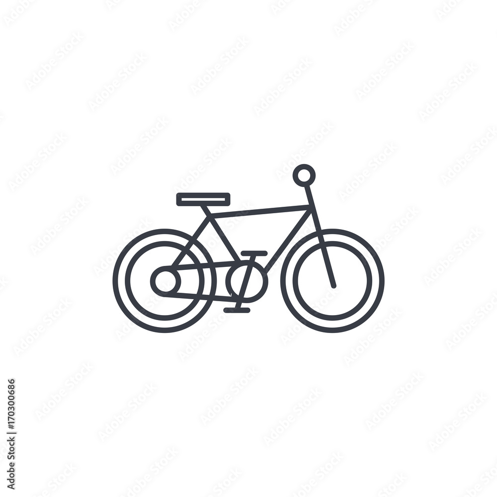 Bicycle, bike thin line icon. Linear vector illustration. Pictogram isolated on white background