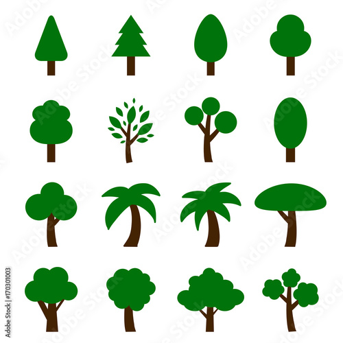 vector of tree icon set