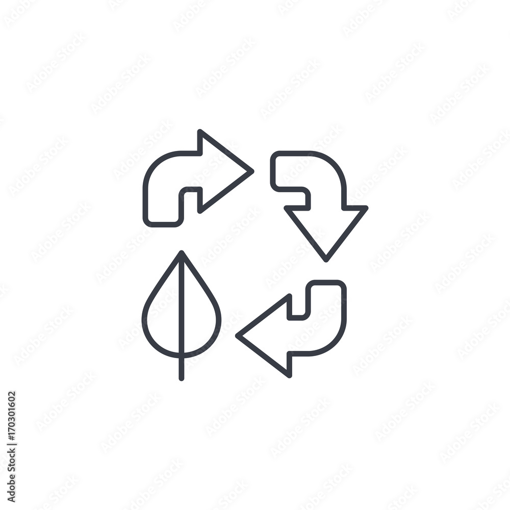 recycle signs a green color thin line icon. Linear vector illustration. Pictogram isolated on white background recycle signs a green color thin line icon. Linear vector illustration. Pictogram isolated on white background