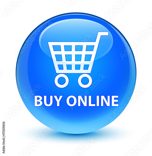 Buy online glassy cyan blue round button