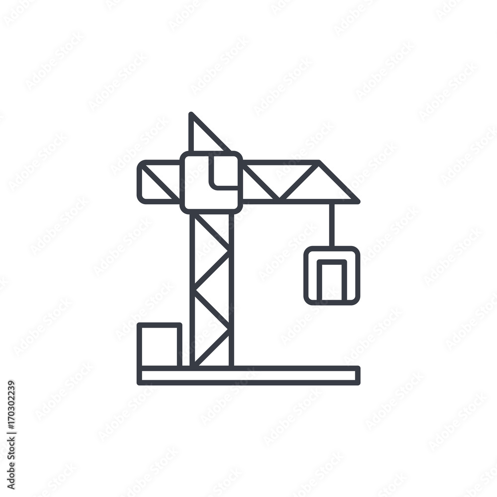 building crane thin line icon. Linear vector illustration. Pictogram isolated on white background building crane thin line icon. Linear vector illustration. Pictogram isolated on white background