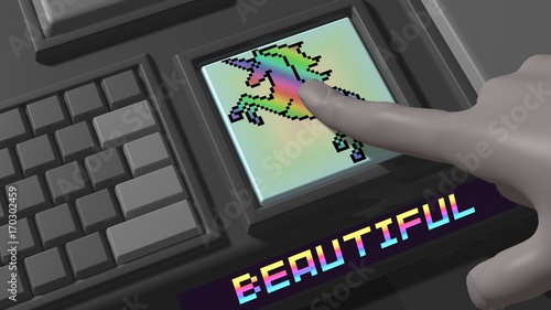 unicorn push button 3d render
