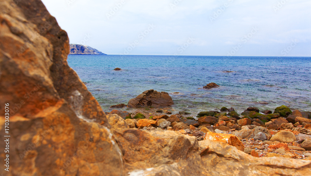 Rocky beach. rocky coast of belyouneche morocco