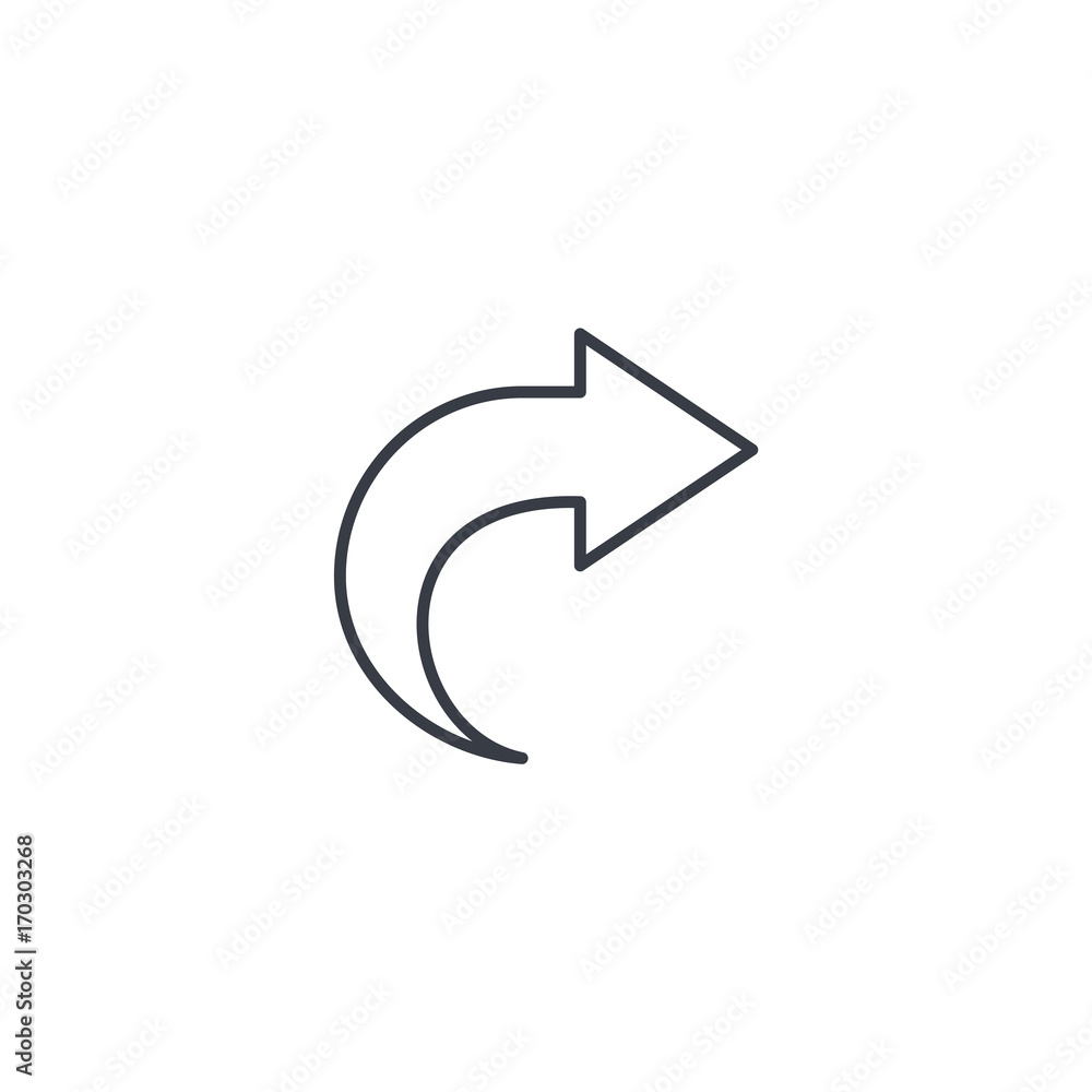 right arrow thin line icon. Linear vector illustration. Pictogram isolated on white background right arrow thin line icon. Linear vector illustration. Pictogram isolated on white background