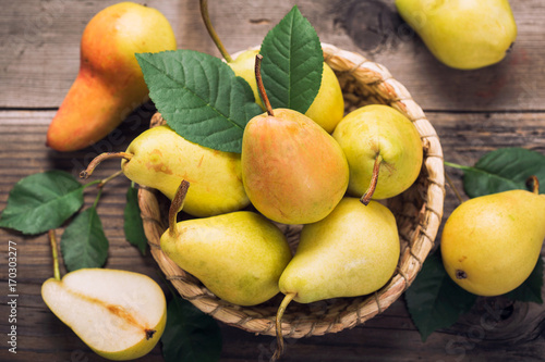 Sweet pears in the basket