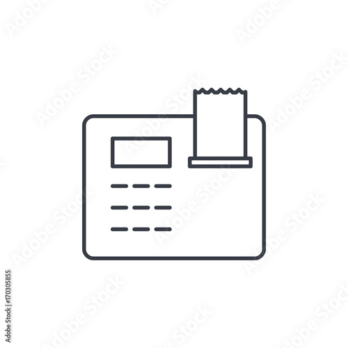 cash register thin line icon. Linear vector illustration. Pictogram isolated on white background