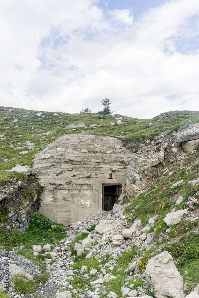 entrance of a old bunker, world war ii