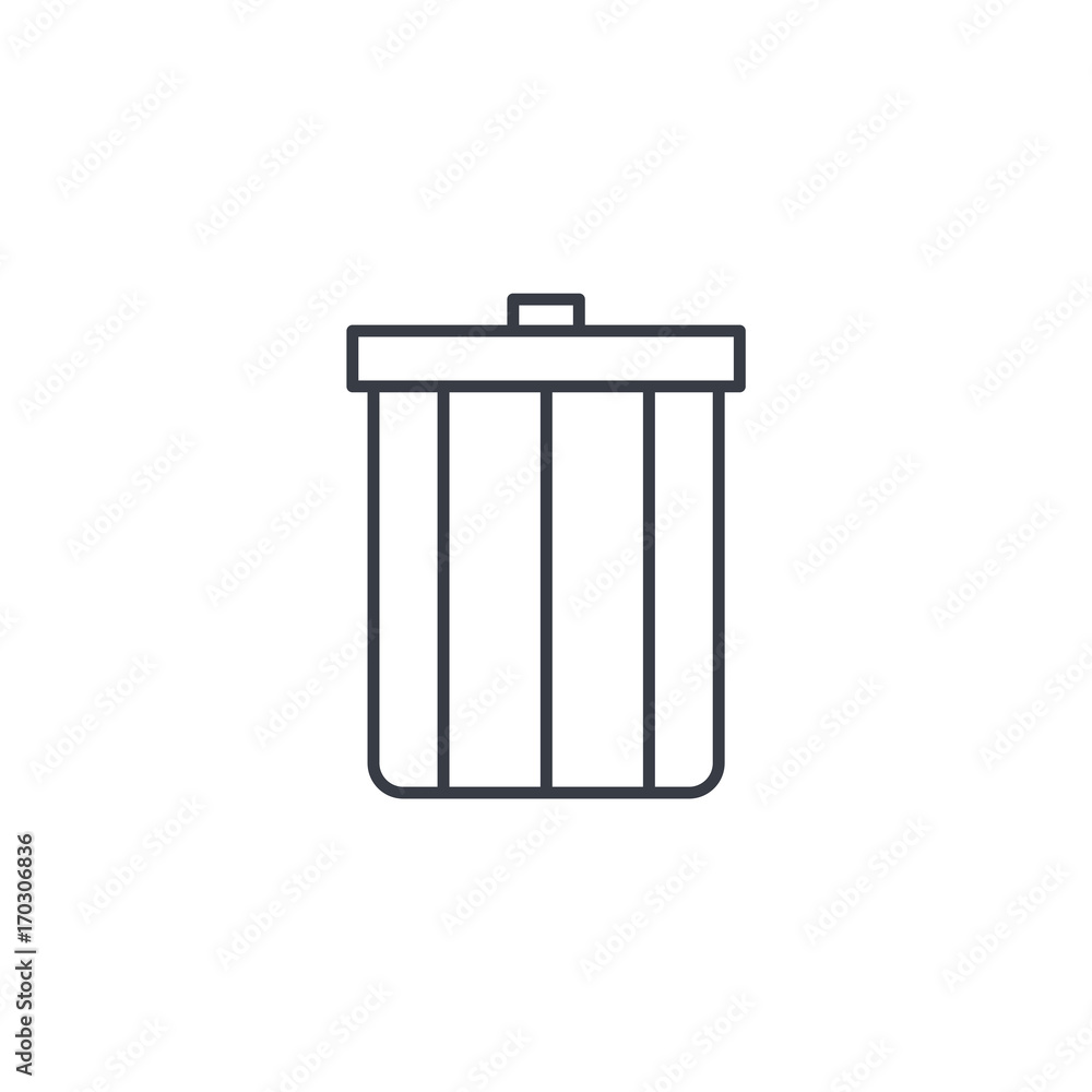 trash thin line icon. Linear vector illustration. Pictogram isolated on white background trash thin line icon. Linear vector illustration. Pictogram isolated on white background