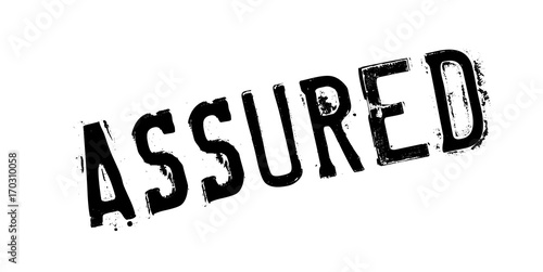 Assured rubber stamp. Grunge design with dust scratches. Effects can be easily removed for a clean, crisp look. Color is easily changed.
