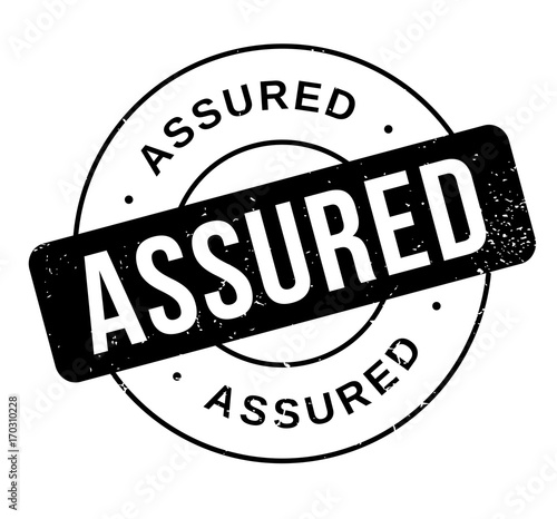 Assured rubber stamp. Grunge design with dust scratches. Effects can be easily removed for a clean, crisp look. Color is easily changed.