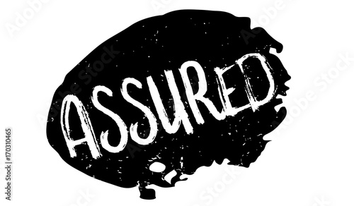 Assured rubber stamp. Grunge design with dust scratches. Effects can be easily removed for a clean, crisp look. Color is easily changed.