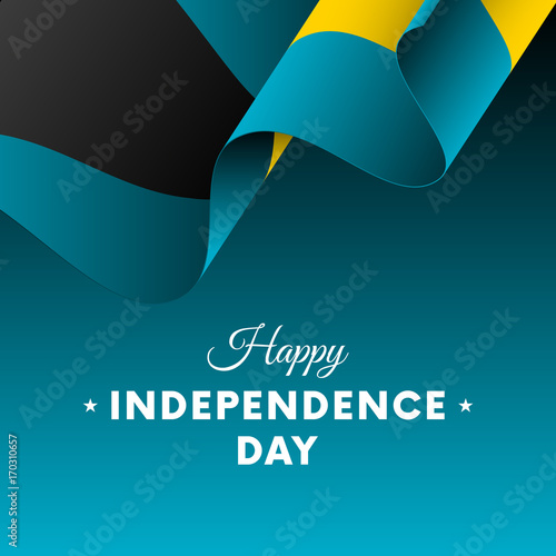Banner or poster of Bahamas independence day celebration. Waving flag. Vector illustration.