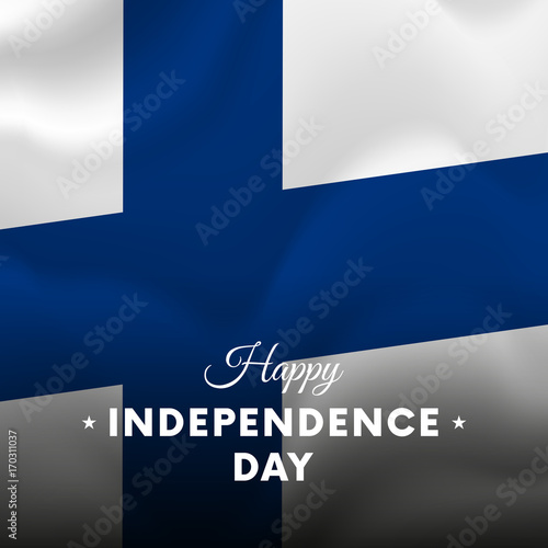 Banner or poster of Finland independence day celebration. Waving flag. Vector illustration.