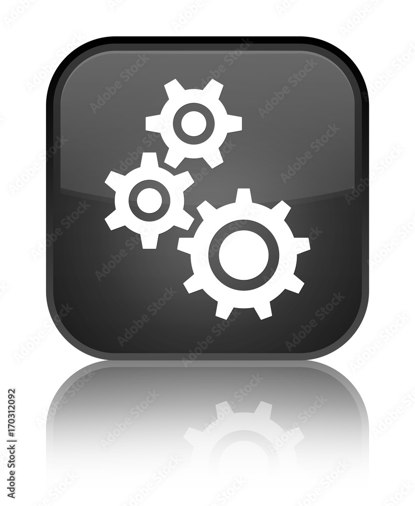 Gears icon special black square button Gears icon special black square button