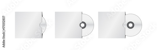cd with blank paper case in three variants isolated on the white background