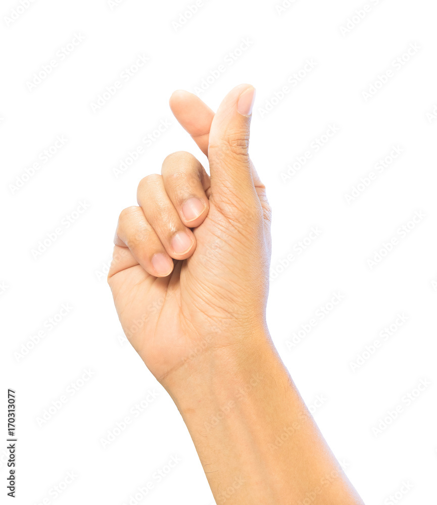 Mini-Heart finger hand sign gesture, love symbol trend posture, isolation with clipping path Mini-Heart finger hand sign gesture, love symbol trend posture, isolation with clipping path