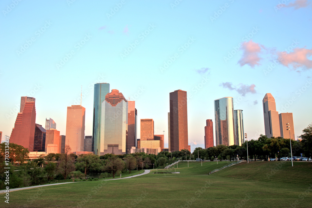 Houston Downtown Skyline at Sunset