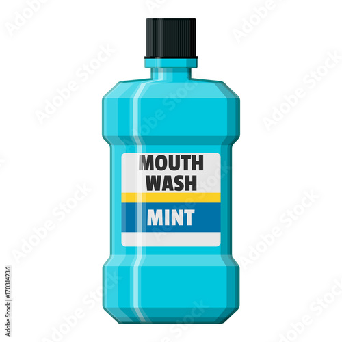 Mouthwash plastic bottle. Oralcare equipment.