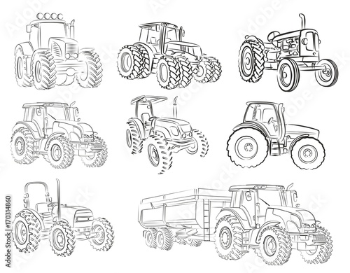 Sketches of tractors. 