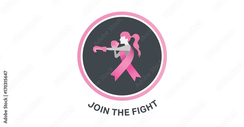 Join the fight text and breast cancer awareness concept Join the fight text and breast cancer awareness concept