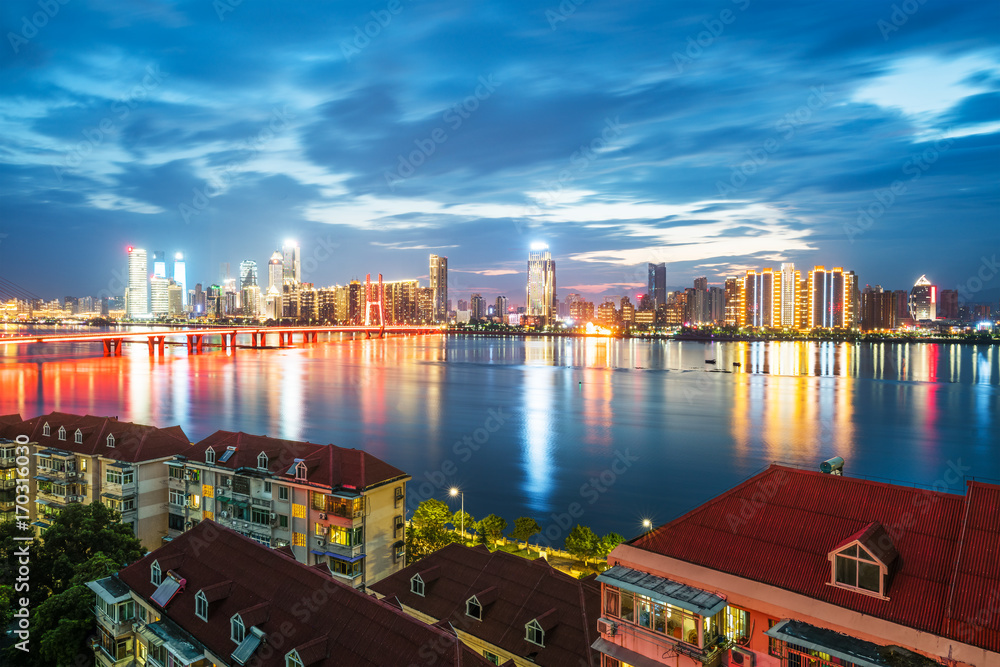Fototapeta premium Urban Landscape, aerial China Nanchang skyscrapers.
