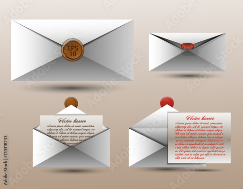 Vector set of envelopes for design , ads, messages...